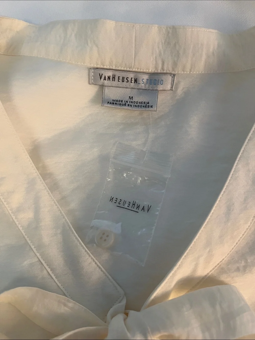 Van Heusen Cream Short-Sleeve Tie-Front Blouse